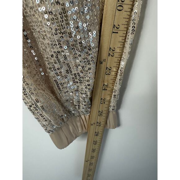 Ellison Sequin Jogger Pants in Champagne Beige Size M Holidays Glam - Picture 7 of 9